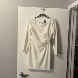 Vince Camuto white sequened sheath dress